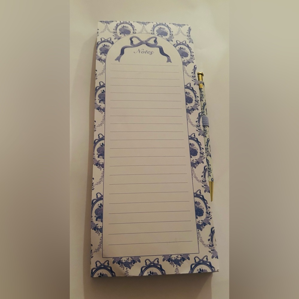 New Clementine Paper Long Notepad Matching Pen Magnet on Back made Vietnam